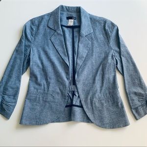 Aqua denim colored cropped blazer, size S